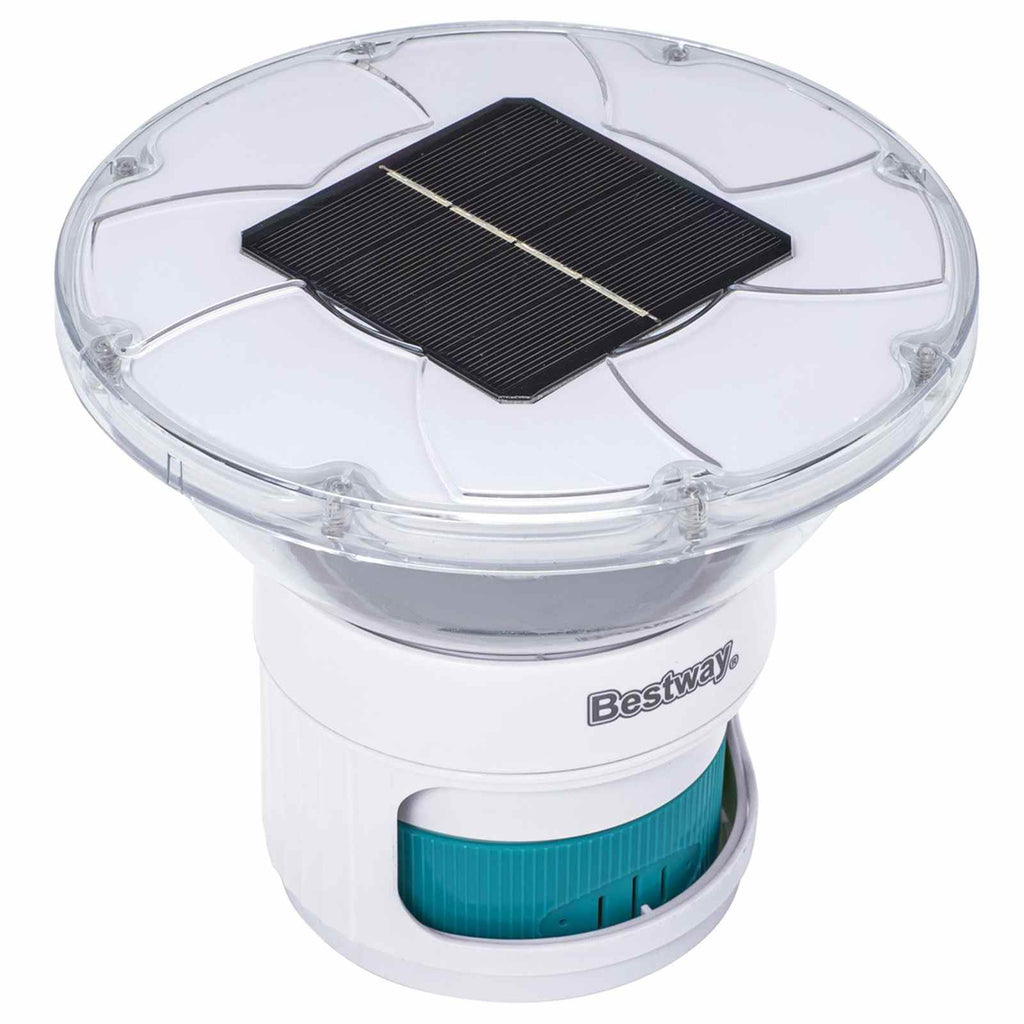 Bestway Pływająca lampa solarna z paskami LED Biały Ø 7,6 cm PC i ABS