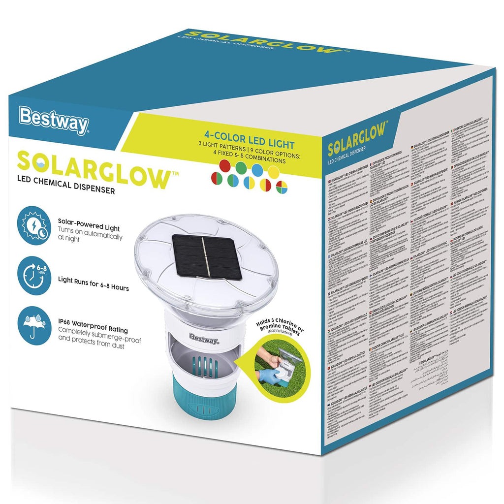 Bestway Pływająca lampa solarna z paskami LED Biały Ø 7,6 cm PC i ABS