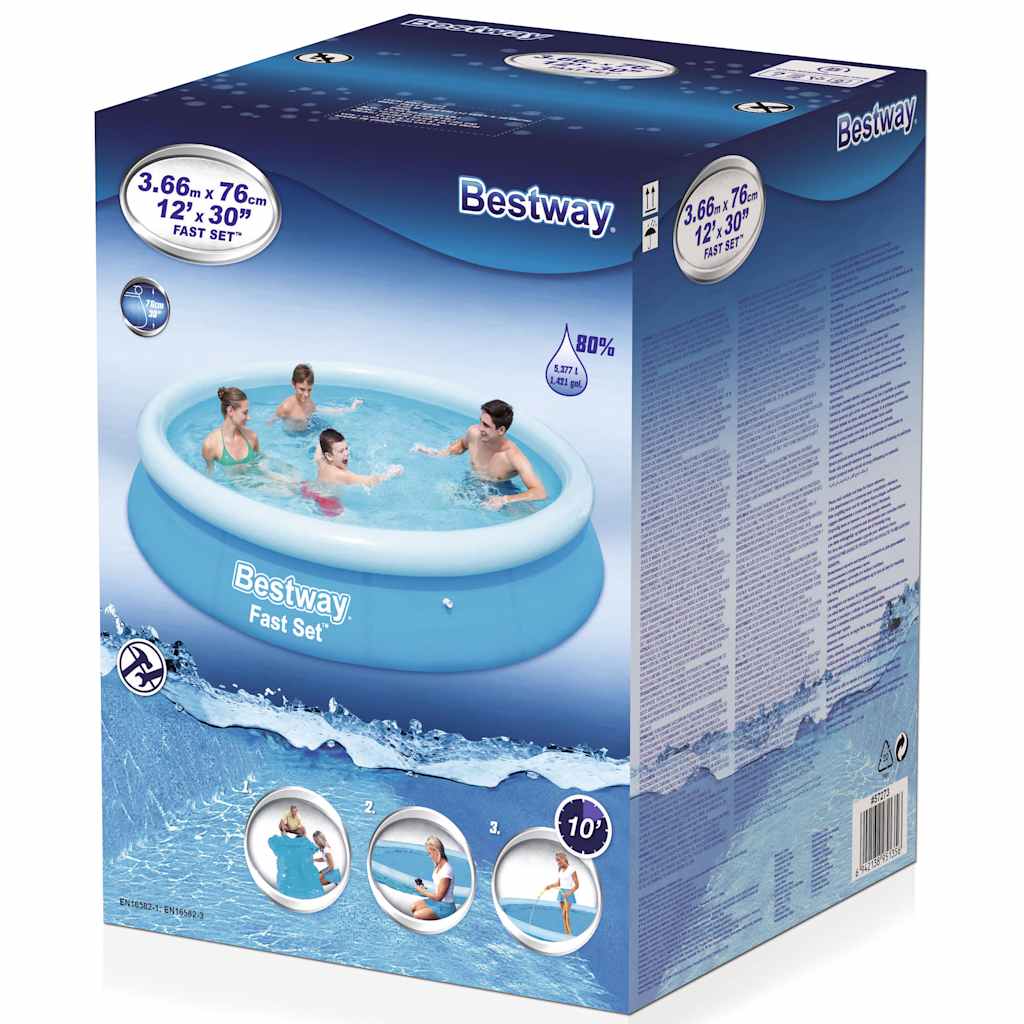 Bestway Dmuchany basen Fast Set, okrągły, 366 x 76 cm, 57273