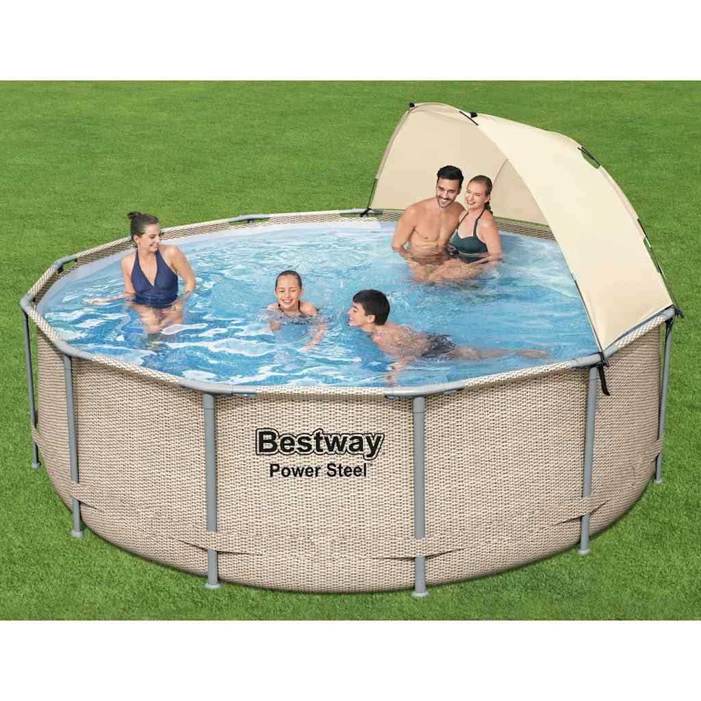 Bestway Basen Power Steel z akcesoriami i daszkiem, 396x107 cm