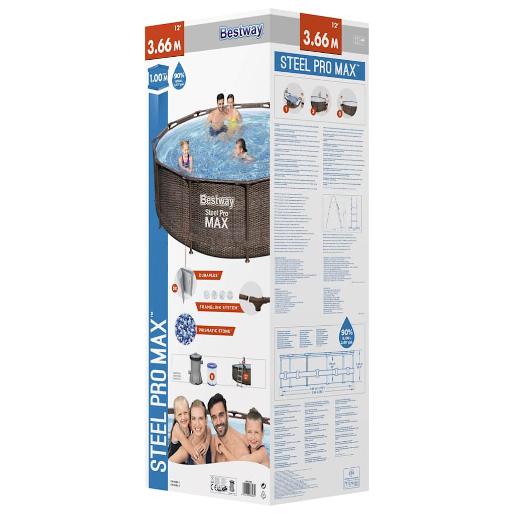 Bestway Basen ogrodowy Steel Pro MAX Deluxe Series, okrągły 366x100 cm
