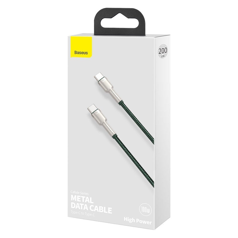 Kabel Baseus Cafule Series Metal Data USB-C / USB-C PD QC SCP 100W 5A 2 m - zielony