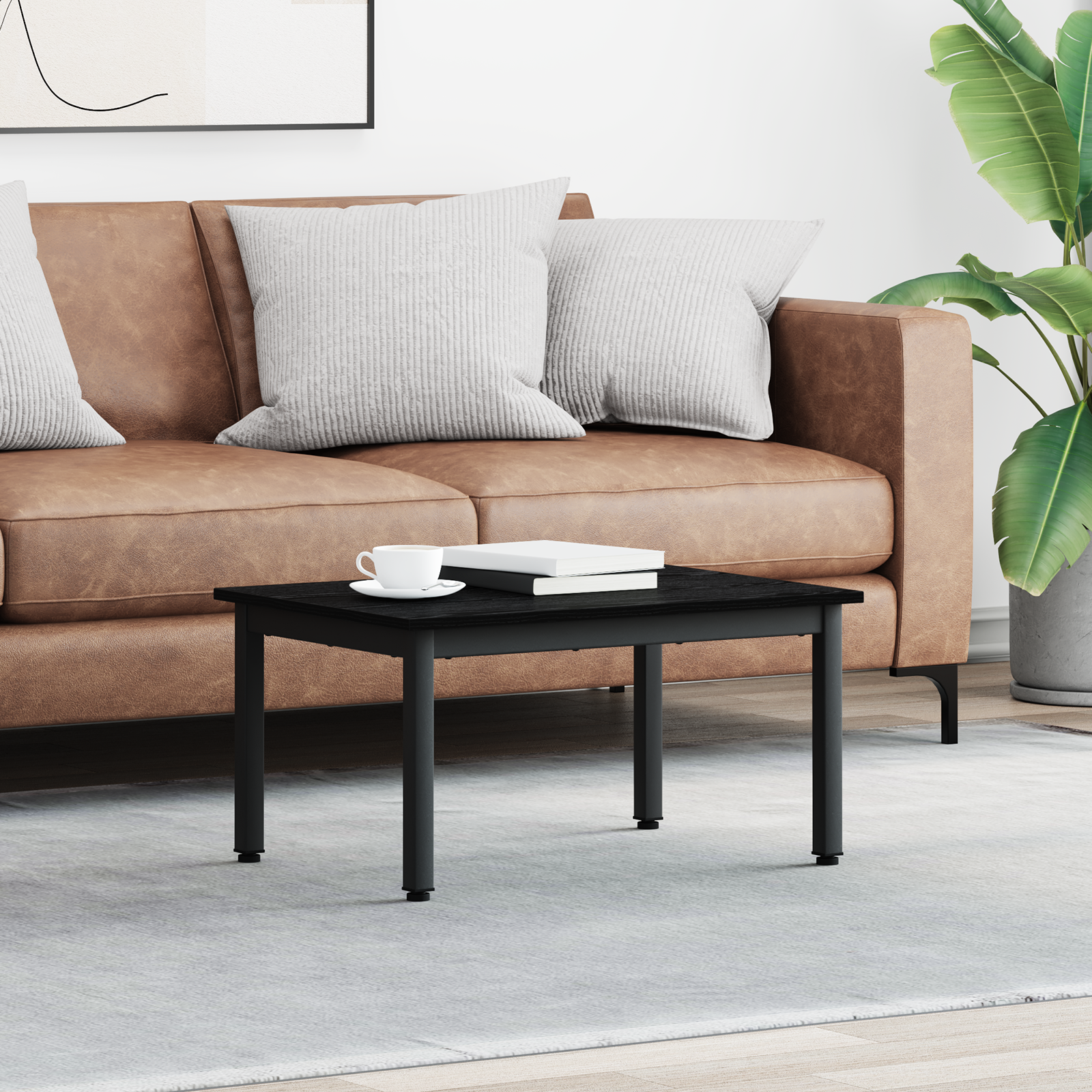 vidaXL Stolik kawowy Czarny Dąb 70 x 50 x 36 cm Drewno inżynieryjne