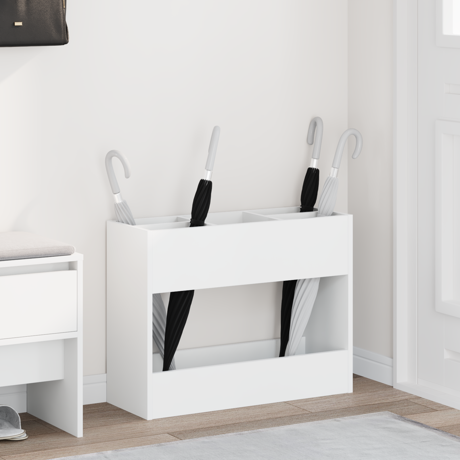 vidaXL Stojak na parasol Biały 65 x 24 x 50 cm Drewno inżynieryjne