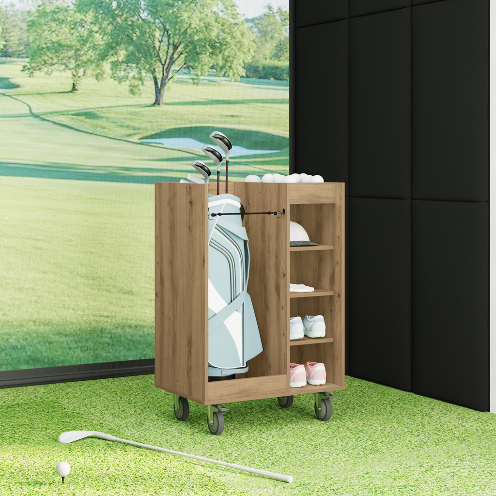 vidaXL Szafka golfowa z kołem Gładki Dąb rzemieślniczy 65 x 45 x 98 cm