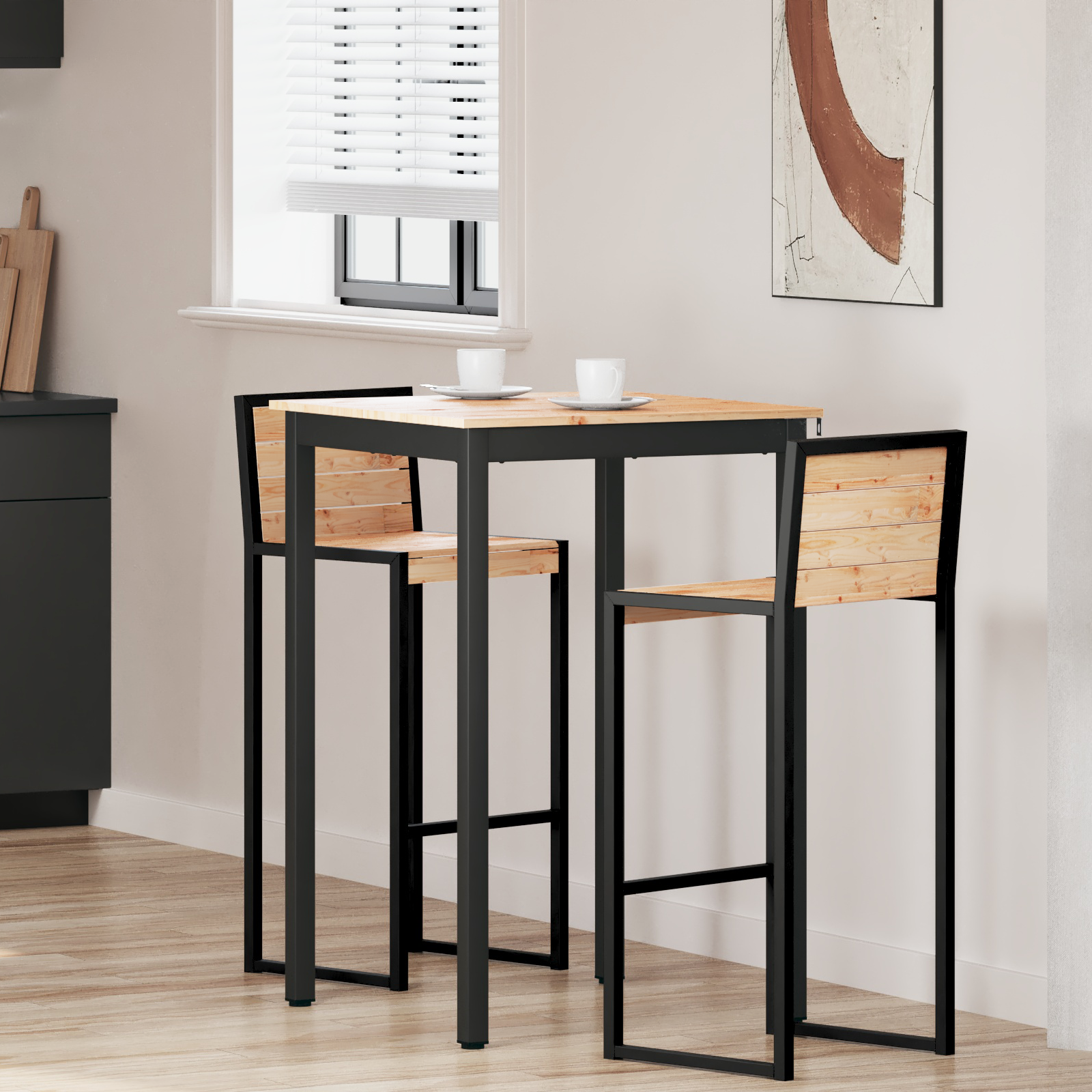 vidaXL Stół barowy Naturalny 70 x 70 x 105 cm Lite drewno sosnowe
