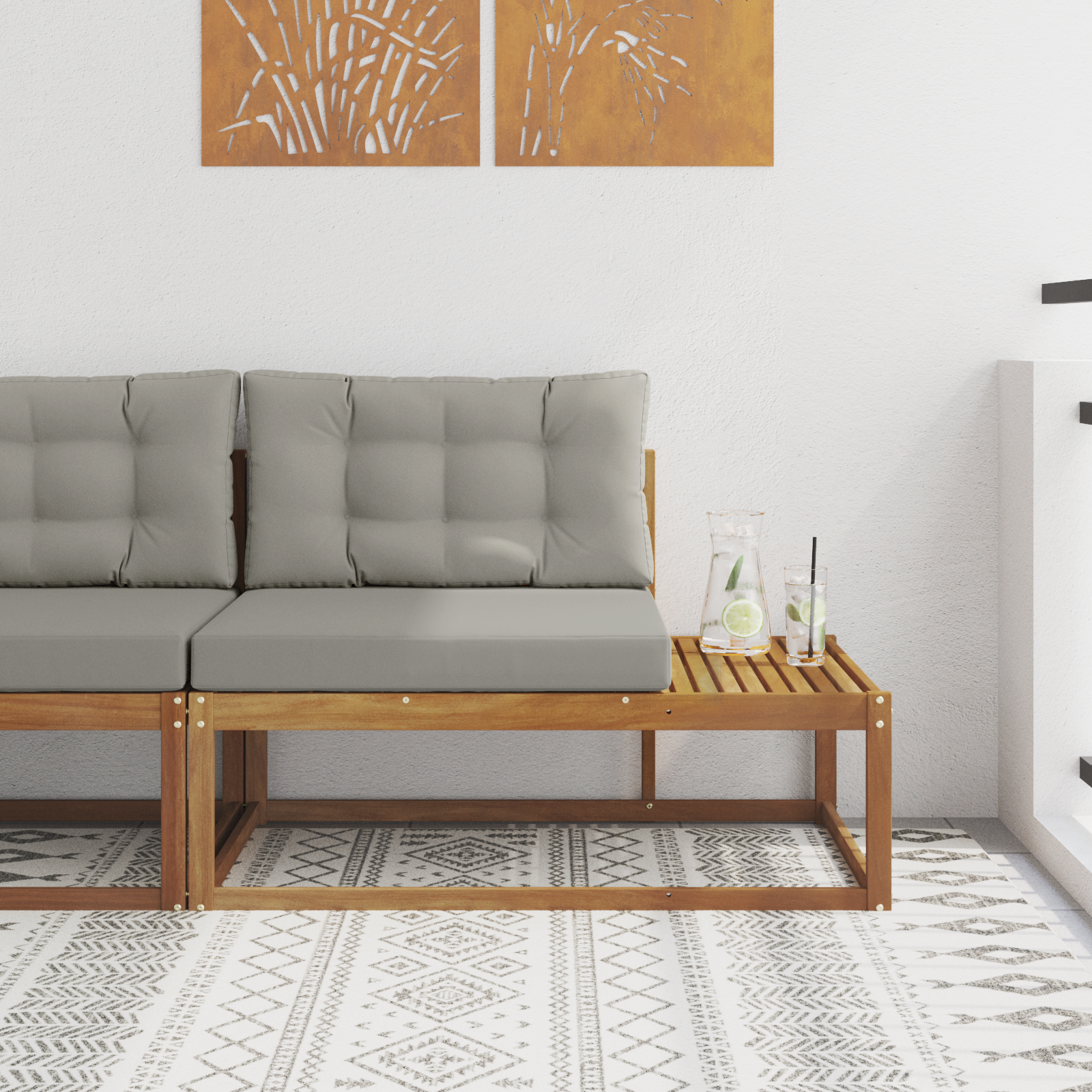 vidaXL Sofa końcowa na zewnątrz z poduszką Naturalny 115 x 83 x 73 cm