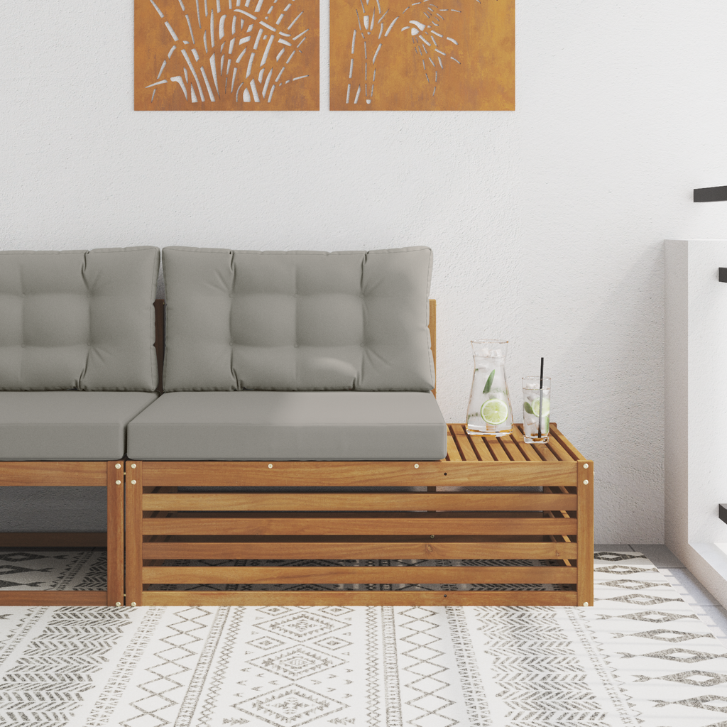 vidaXL Sofa końcowa na zewnątrz 3 Sztuka Naturalny i Jasny Szary