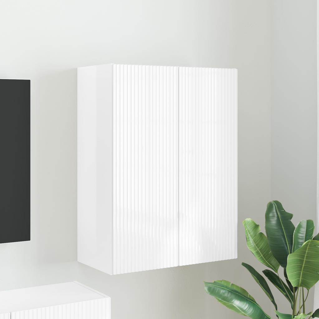 vidaXL Szafka pod telewizor 59,5 x 31 x 80 cm Wysoki połysk biały