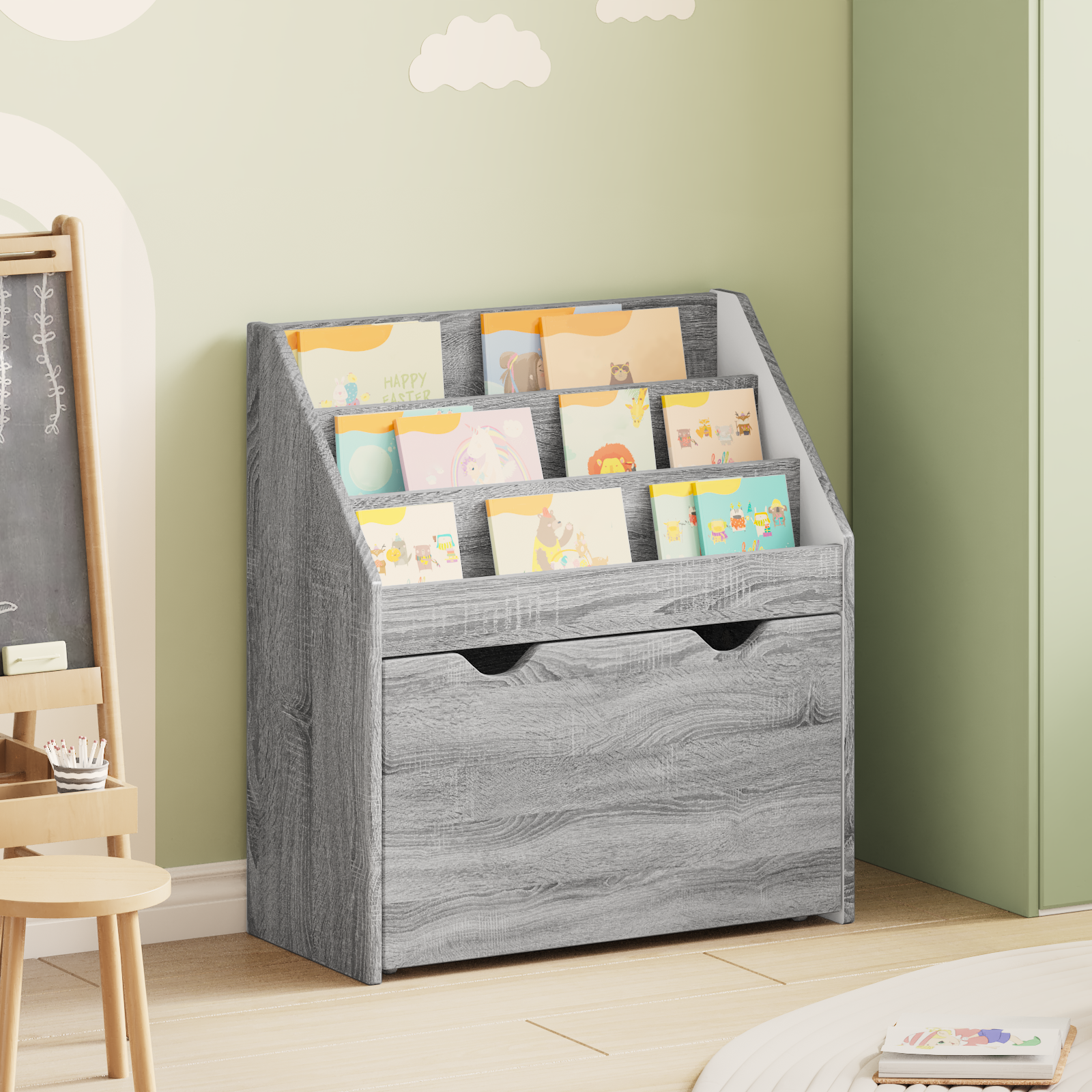 vidaXL Biblioteczka dla dzieci Szary Sonoma 60 x 29,5 x 69 cm