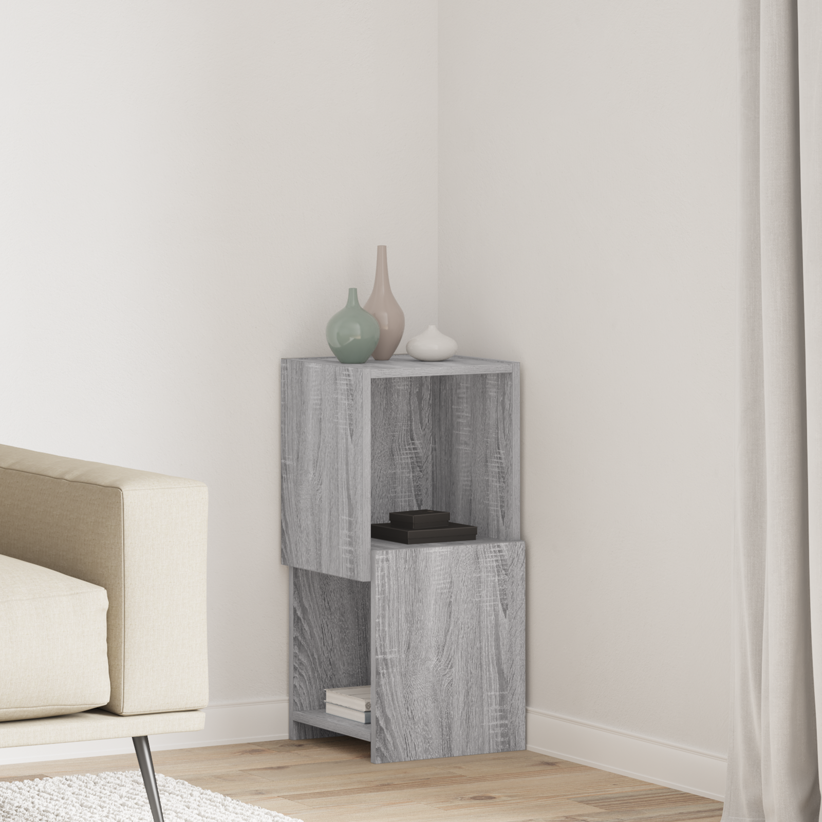vidaXL Szafka narożna 30,5x30x65cm Drewno inżynieryjne Szary Sonoma