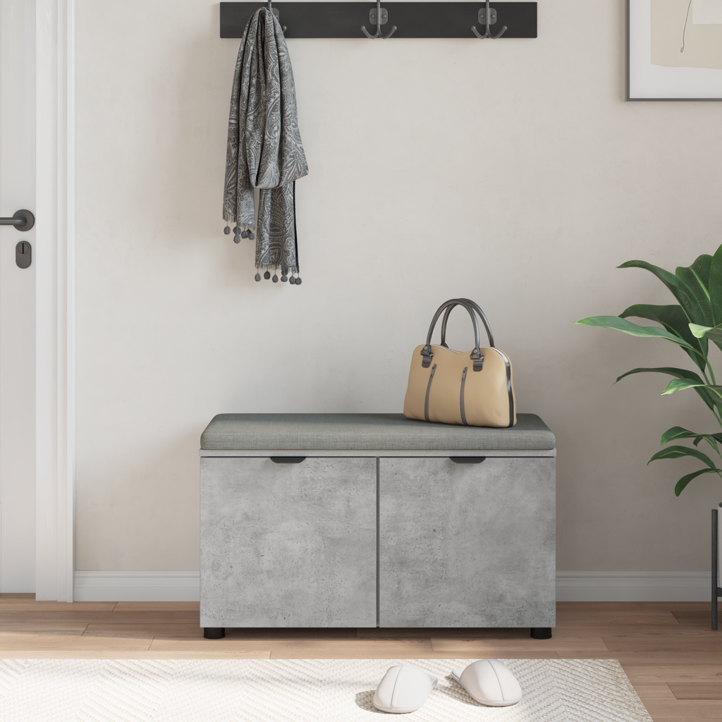 vidaXL Ławka w przedpokoju z poduszką Betonowy Szary 80 x 38 x 46 cm