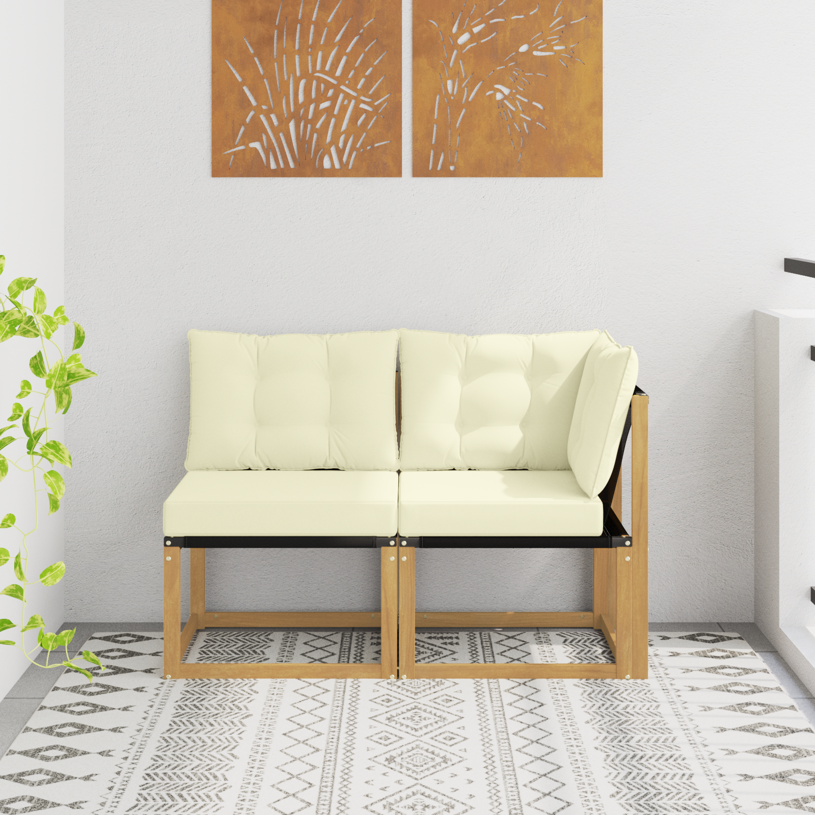vidaXL Modułowa sofa na zewnątrz z poduszką 2 Sztuka Biały