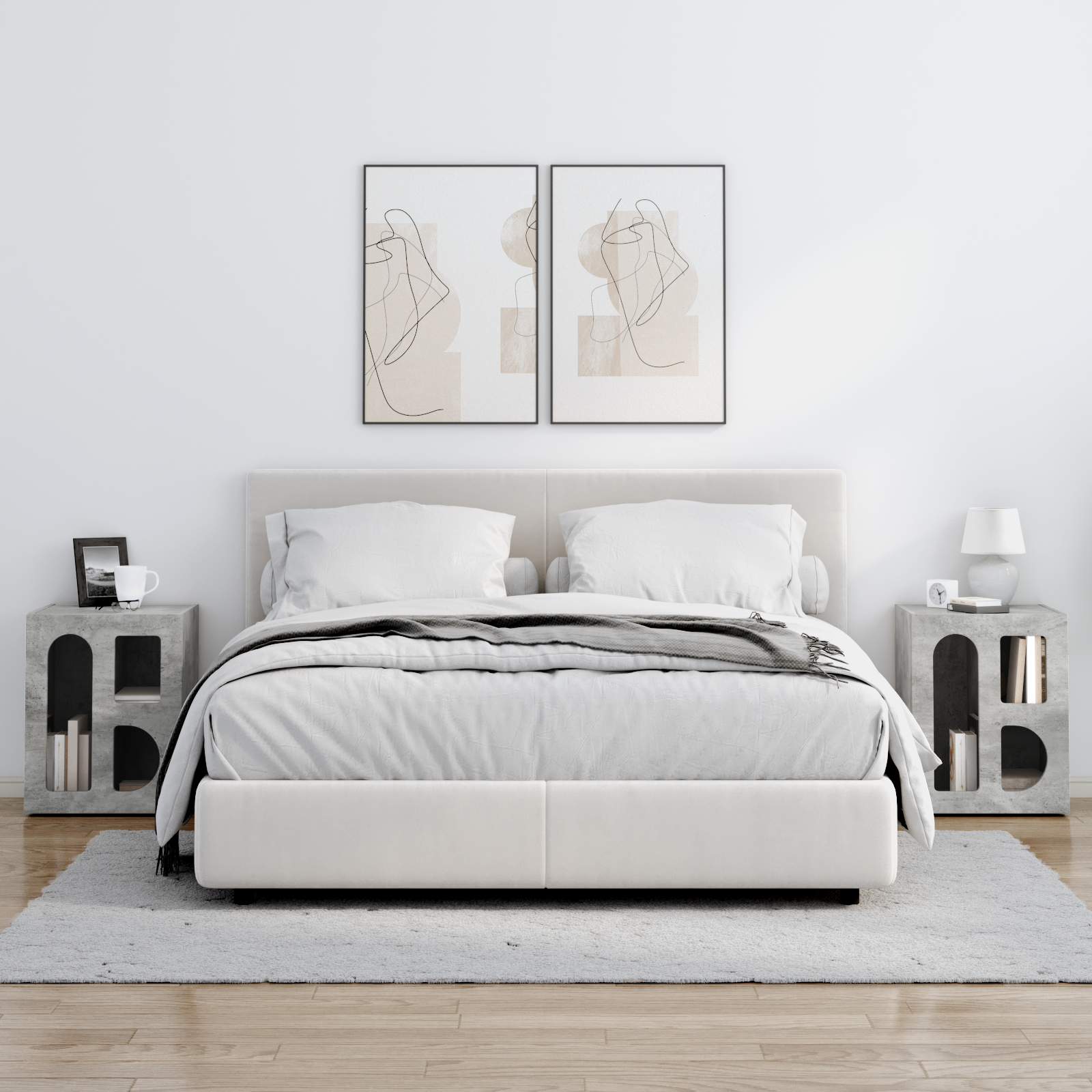 vidaXL Stolik nocny ELST 2 szt. Betonowy szary 40 x 35 x 50 cm