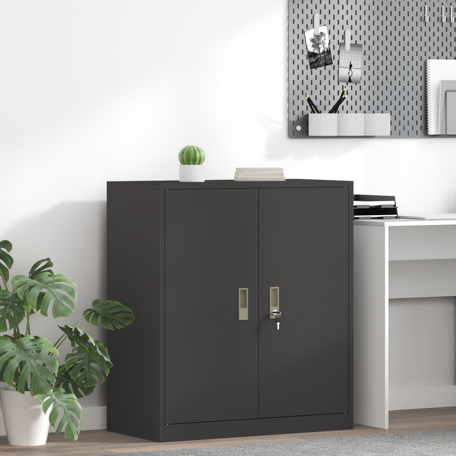 vidaXL Szafka do przechowywania Czarny 80 x 40 x 90 cm Stal