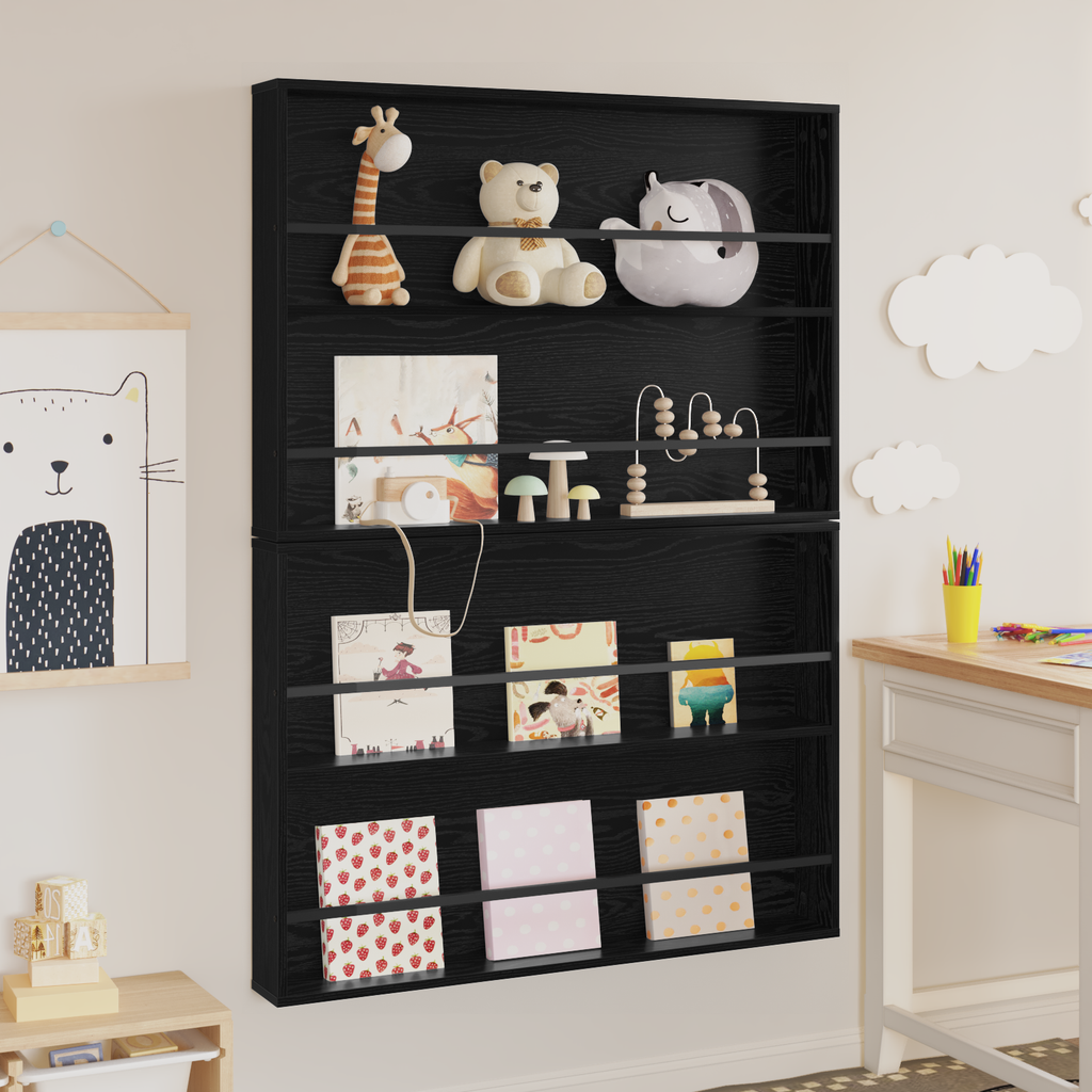 vidaXL Regał na gazety z półką 2 szt. Czarny Dąb 100 x 12 x 70 cm