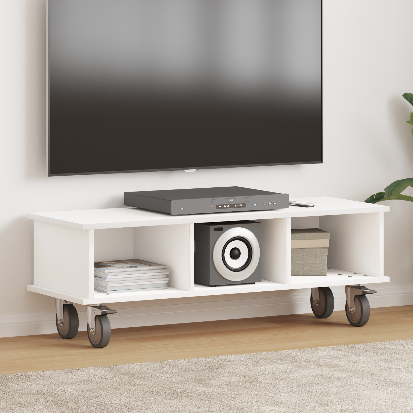 vidaXL Stół pod telewizor 100 x 35 x 35 cm Biały Drewno inżynieryjne