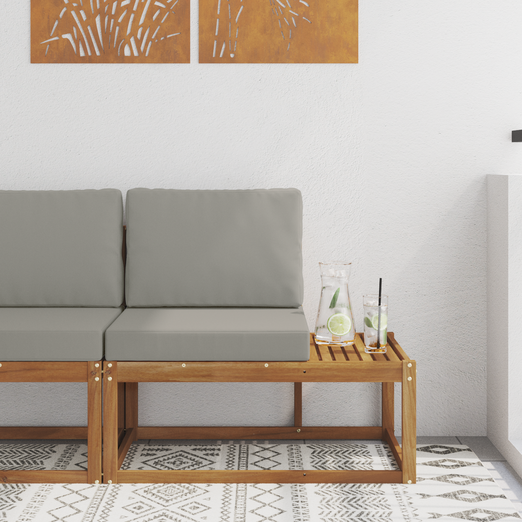 vidaXL Sofa końcowa na zewnątrz z poduszką Naturalny 91 x 63 x 73 cm