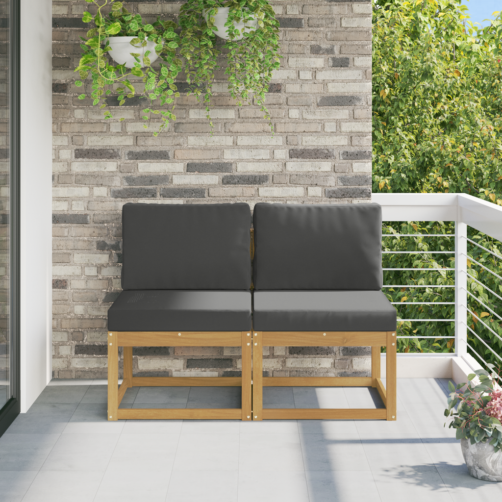 vidaXL 2 Sztuka Środkowa sofa ogrodowa Lite Drewno Akacji Biały
