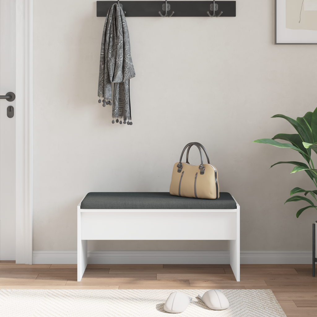 vidaXL Ławka w przedpokoju z poduszką Biały 80 x 38 x 46 cm