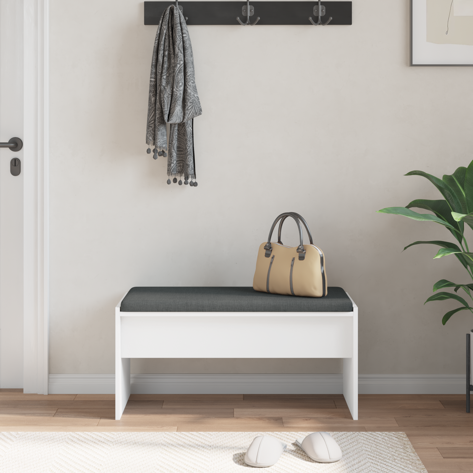 vidaXL Ławka w przedpokoju z poduszką Biały 80 x 38 x 46 cm