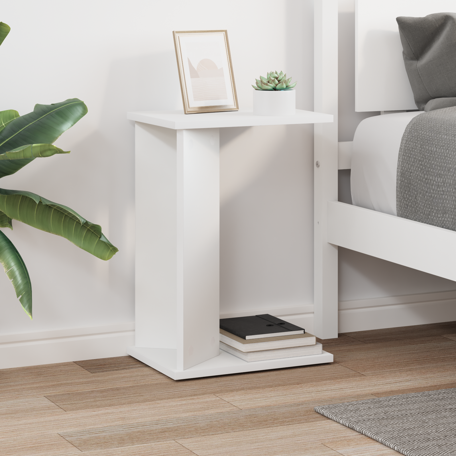 vidaXL Stolik końcowy Biały 35 x 25 x 50 cm Drewno inżynieryjne