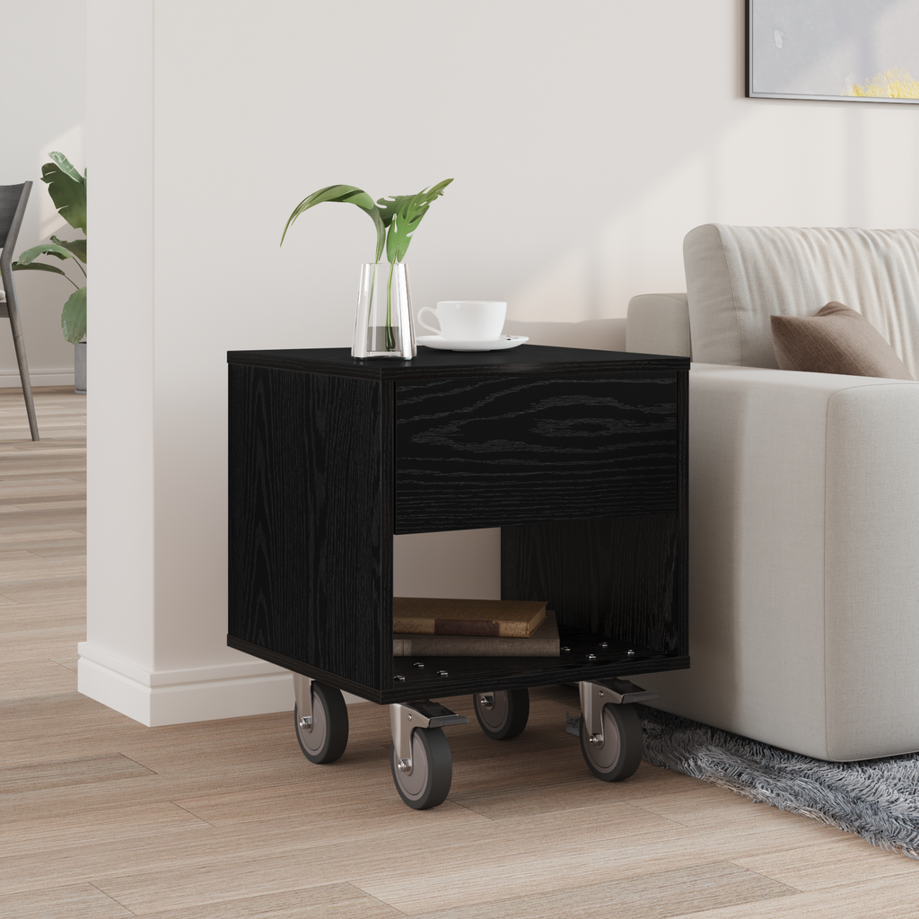 vidaXL Stolik nocny Czarny Dąb 40,5 x 40 x 48 cm Drewno inżynieryjne