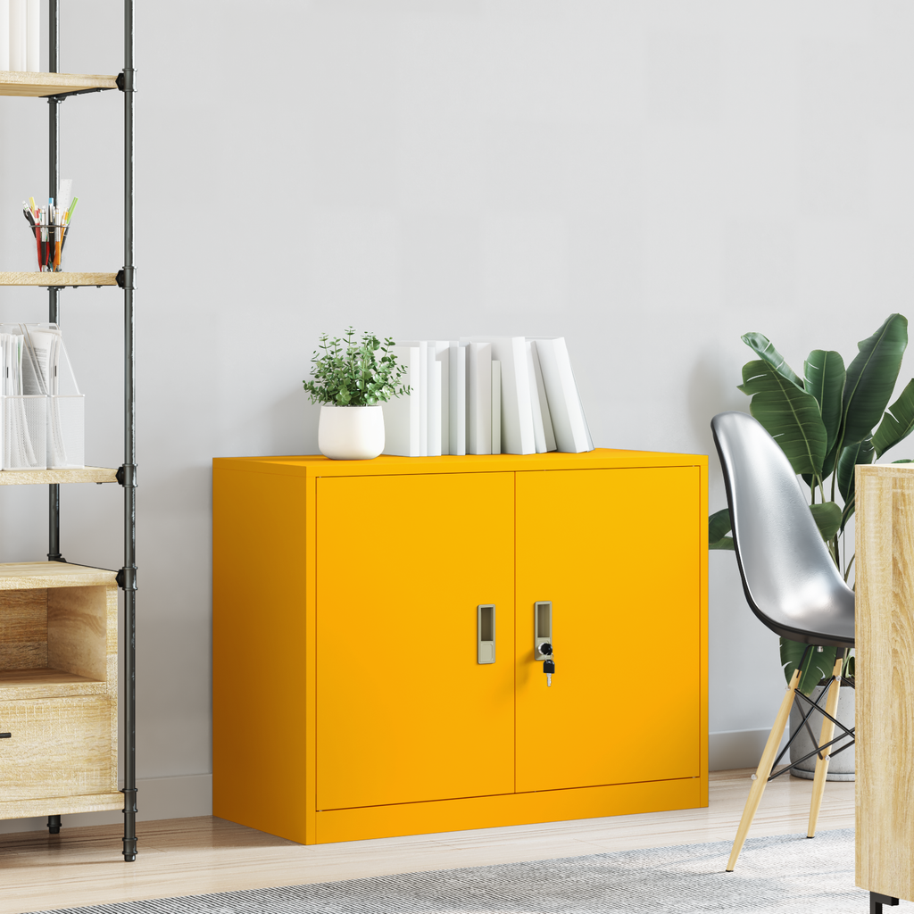 vidaXL Szafka do przechowywania Musztardowy Żółty 90 x 40 x 70 cm Stal