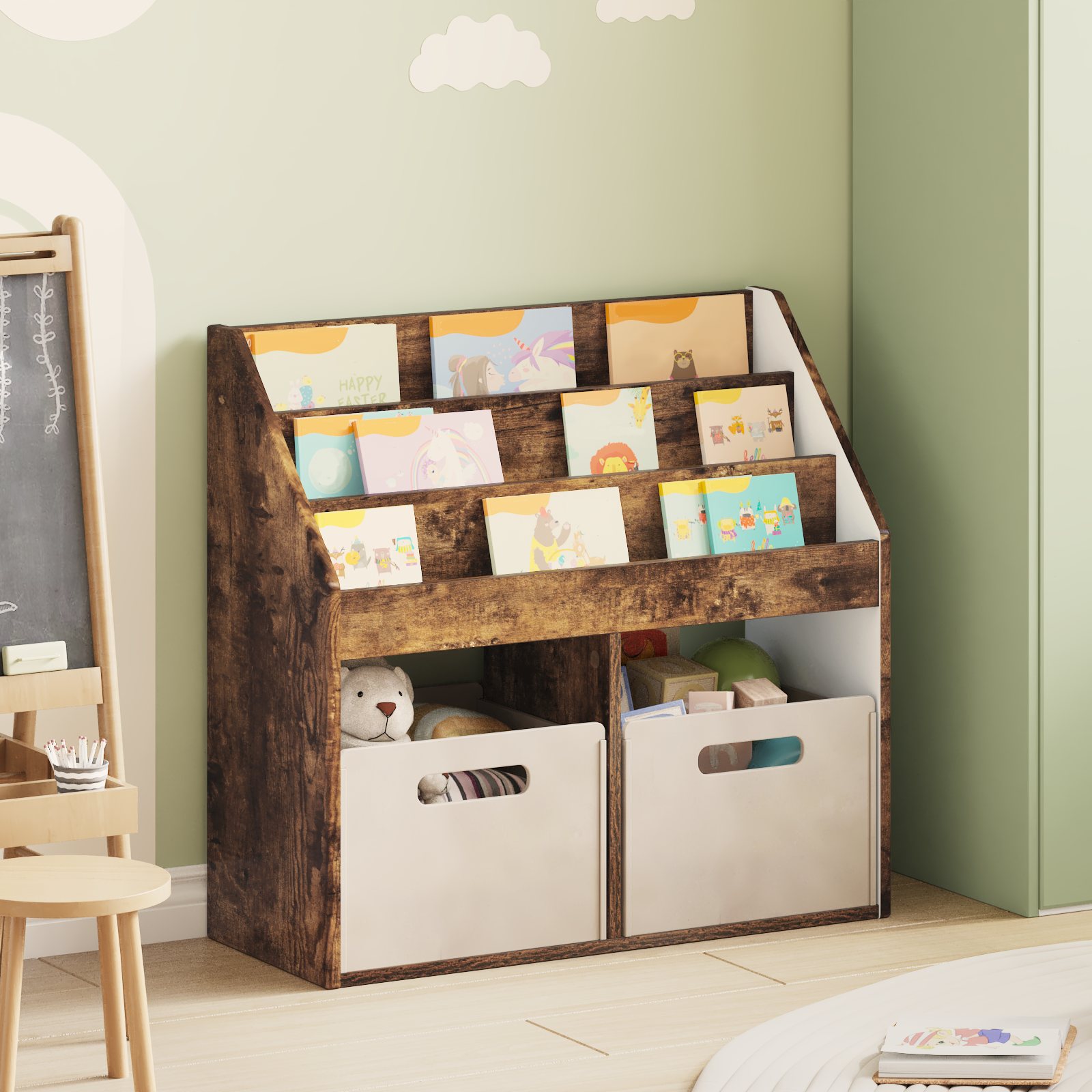 vidaXL Biblioteczka dla dzieci Dąb wędzony 72,5 x 29,5 x 69 cm