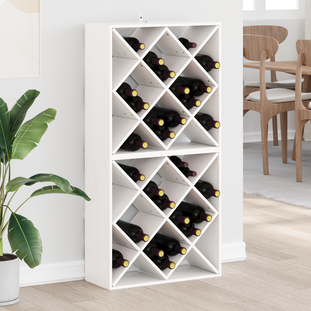 vidaXL Regał na wino 2 szt. Biały 62 x 25 x 62 cm Lite drewno sosnowe