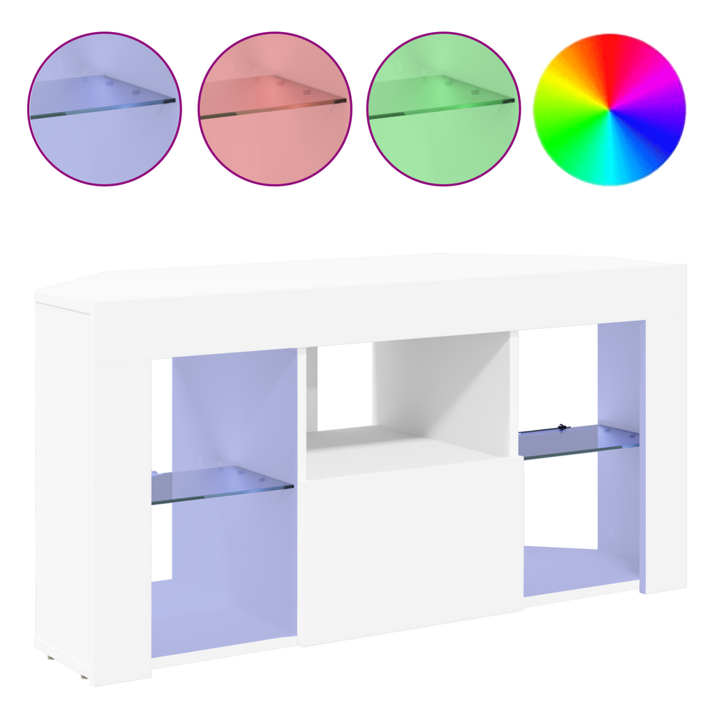 vidaXL Kątowa szafka LED pod telewizor 100 x 40 x 50 cm Biały