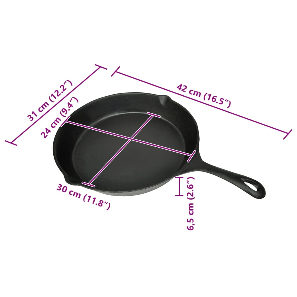 vidaXL Patelnia grillowa, żeliwna, 30 cm, okrągła