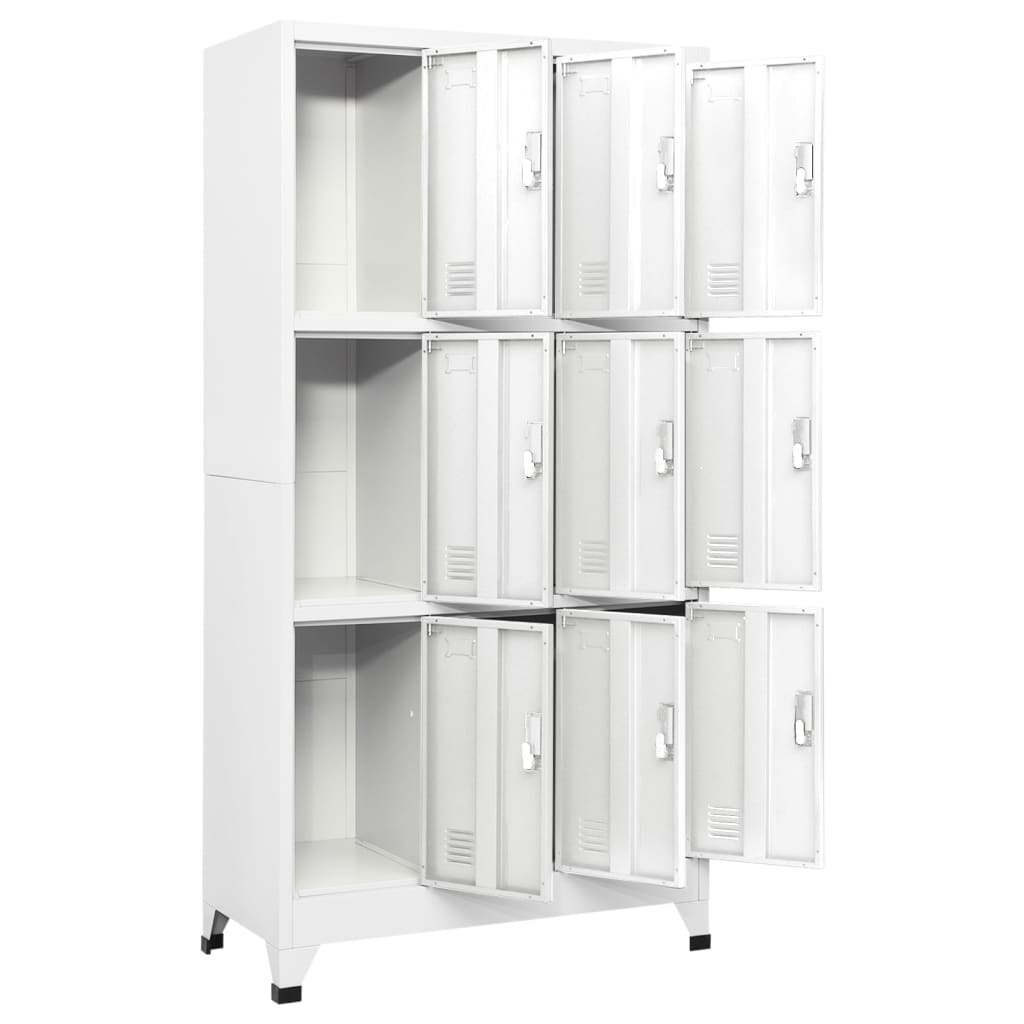 vidaXL Zamykana szafka o 9 przegrodach, stalowa, 90x45x180 cm, szara