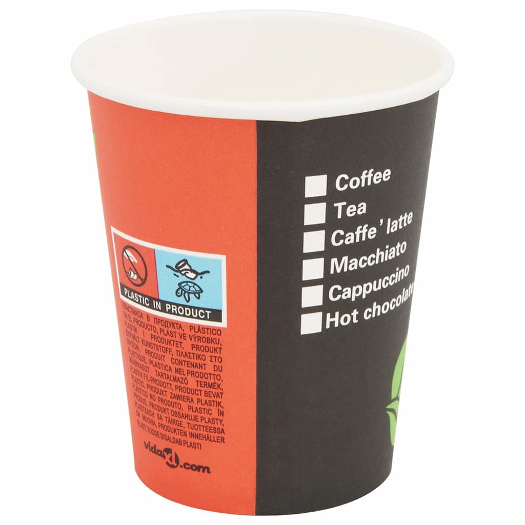 vidaXL Kubki jednorazowe, papierowe, na kawę 1000 szt., 240 ml (8 oz)