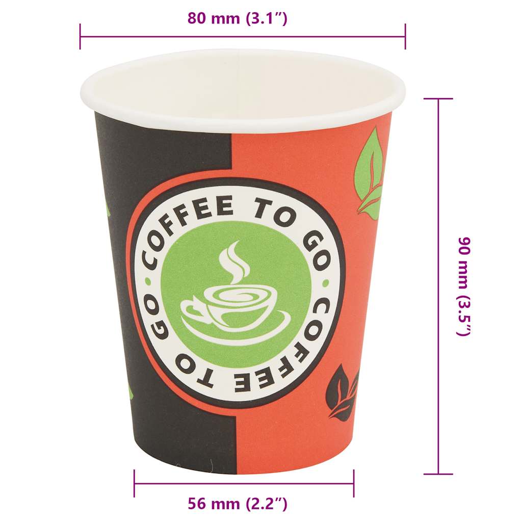 vidaXL Kubki jednorazowe, papierowe, na kawę 1000 szt., 240 ml (8 oz)