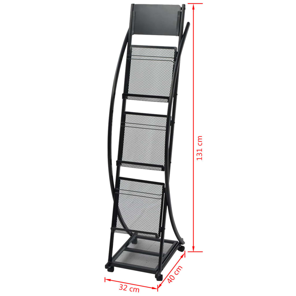 vidaXL Stojak na gazety/czasopisma 40x32x131 cm czarny A4
