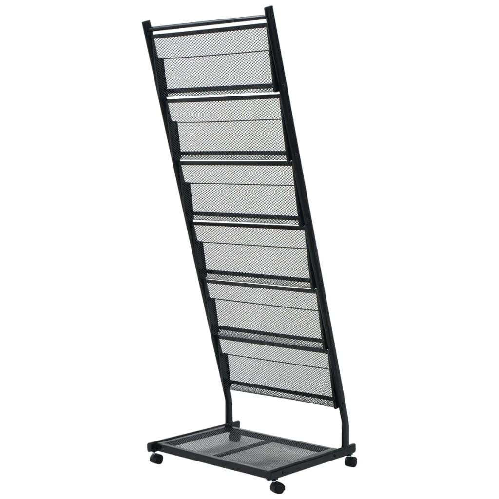 vidaXL Stojak na gazety/czasopisma 47,5x43x133 cm czarny A4