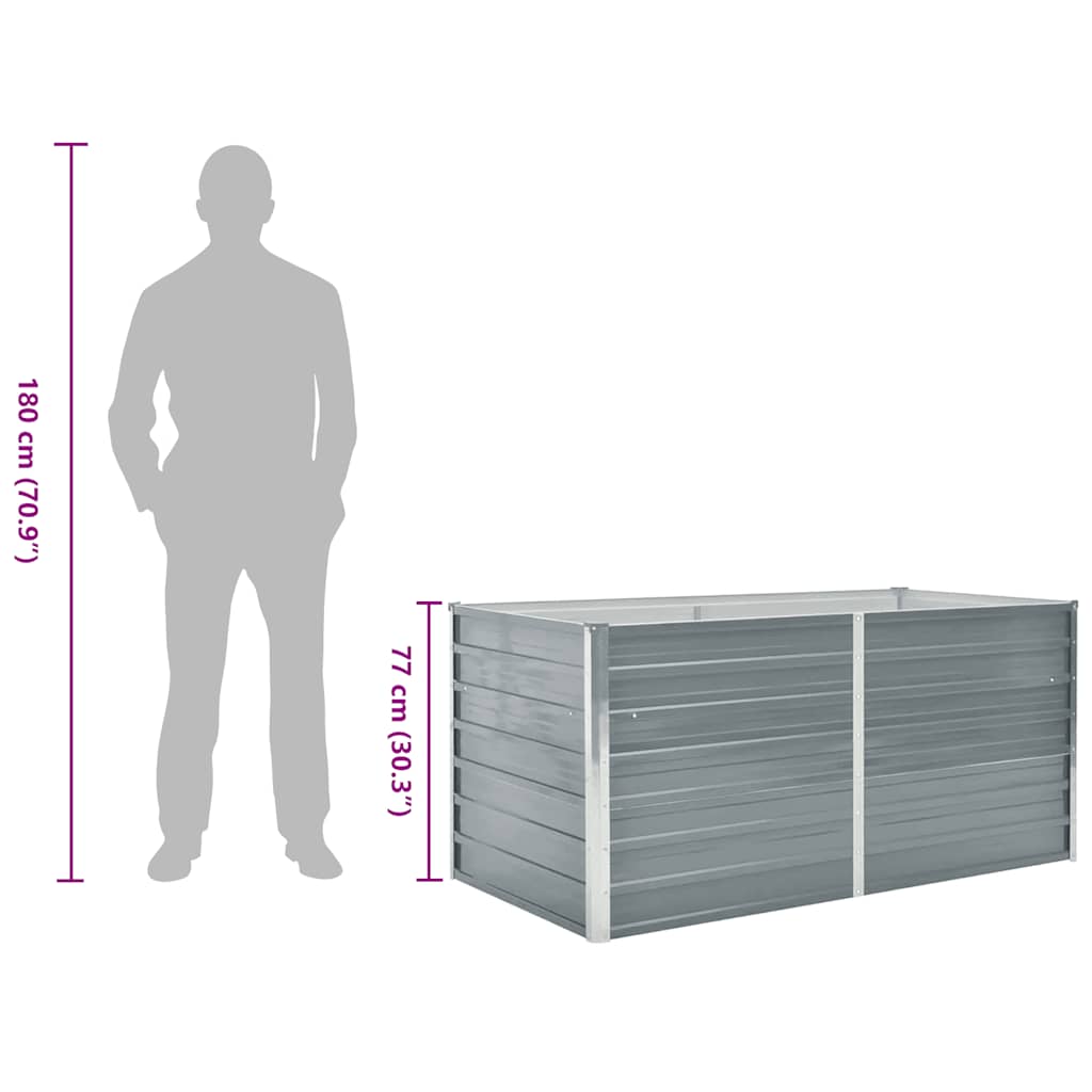 vidaXL Donica ogrodowa, 160 x 80 x 77 cm, stal galwanizowana, szara