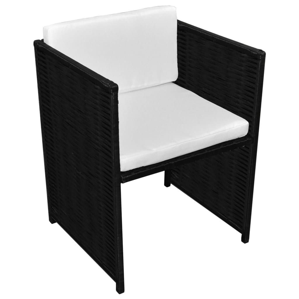 vidaXL 3-cz. zestaw mebli bistro z poduszkami, rattan PE, czarny
