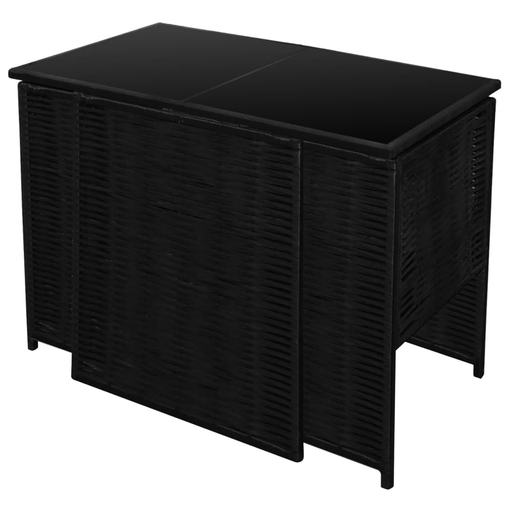 vidaXL 3-cz. zestaw mebli bistro z poduszkami, rattan PE, czarny