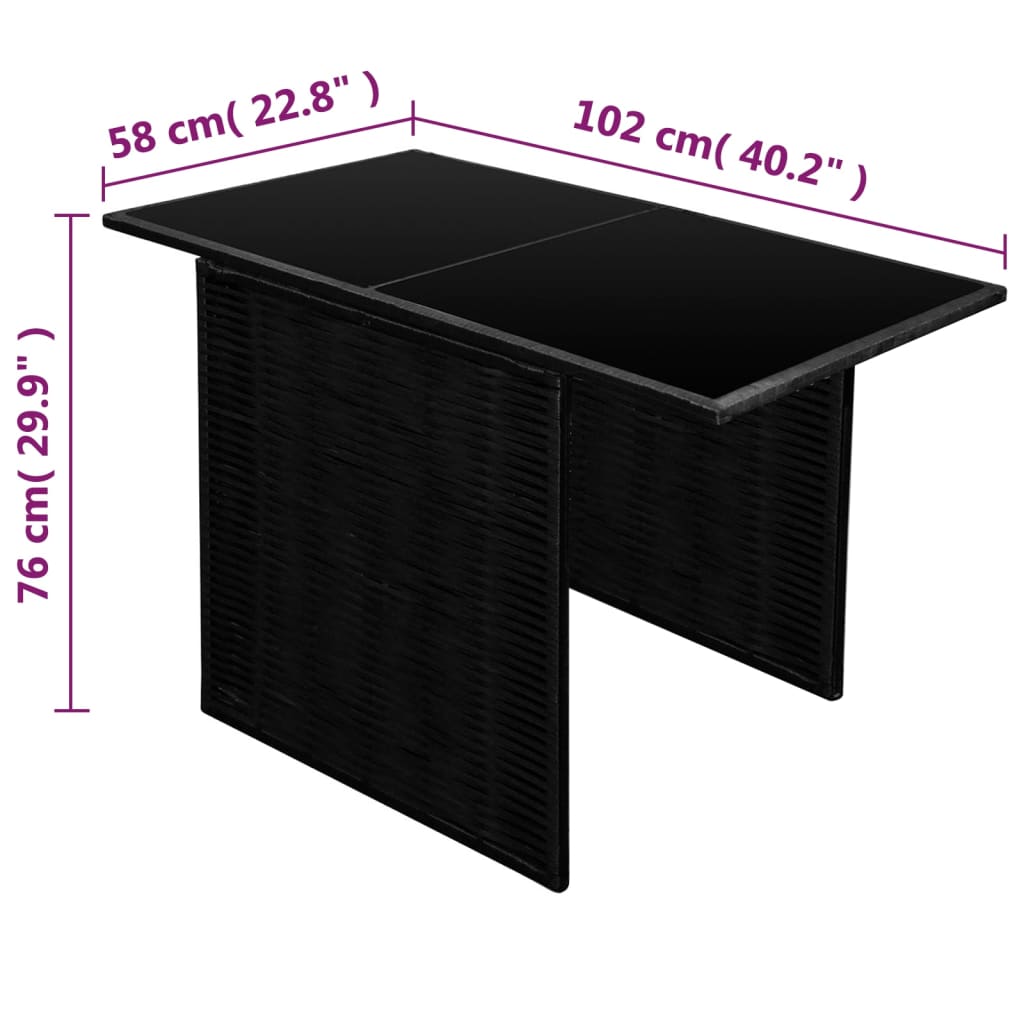 vidaXL 3-cz. zestaw mebli bistro z poduszkami, rattan PE, czarny