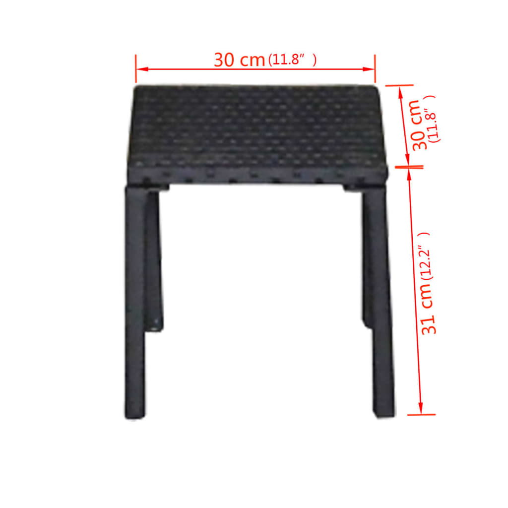 vidaXL Leżaki ze stolikiem, rattan PE, czarne