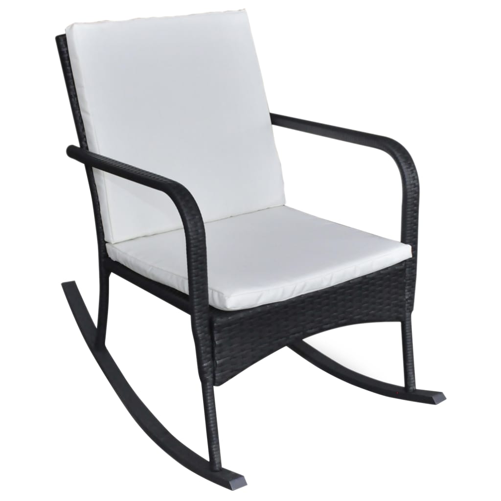 vidaXL Ogrodowy fotel bujany, czarny, rattan PE