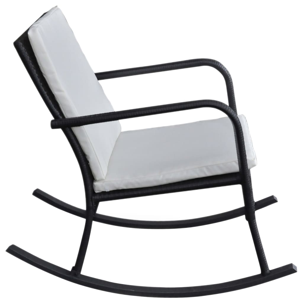 vidaXL Ogrodowy fotel bujany, czarny, rattan PE