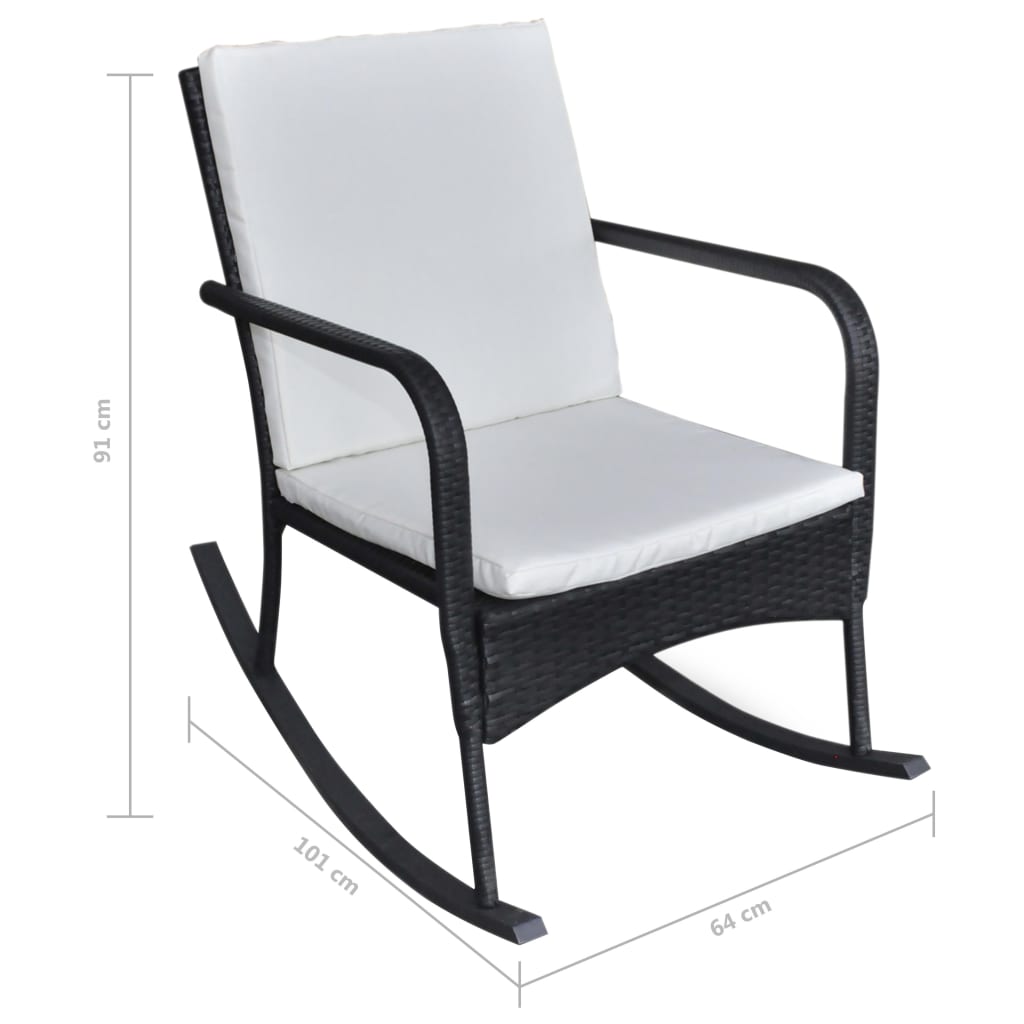 vidaXL Ogrodowy fotel bujany, czarny, rattan PE