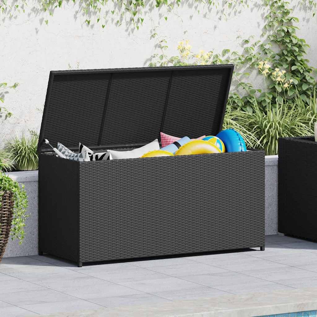 vidaXL Skrzynia ogrodowa, czarna, 120 x 50 x 60 cm, rattan PE
