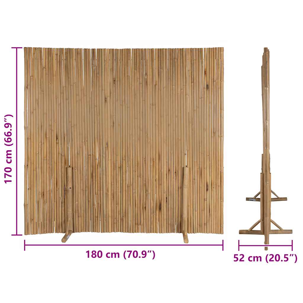 vidaXL Panel ogrodzeniowy z bambusa, 180x170 cm