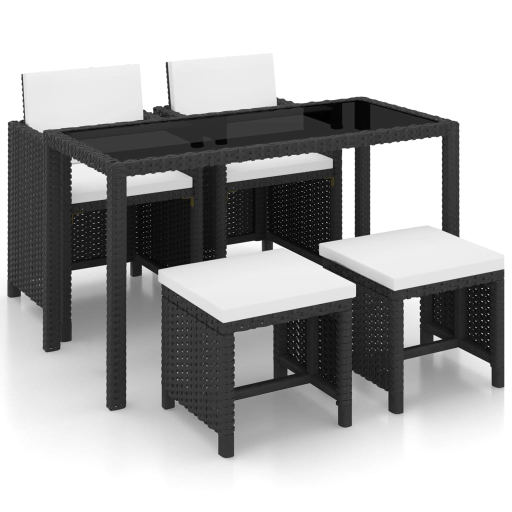 vidaXL 5-cz. zestaw mebli ogrodowych z poduszkami, rattan PE, czarny