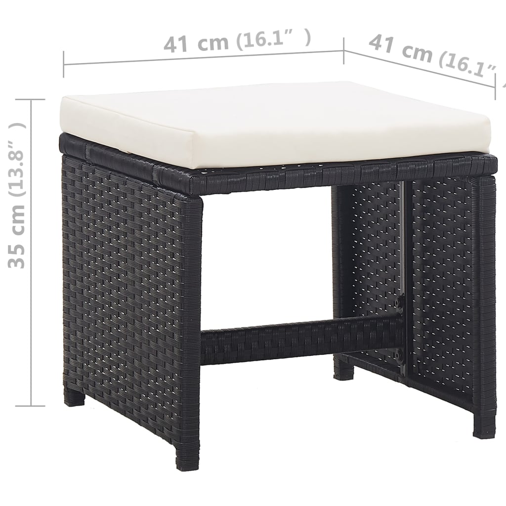 vidaXL 5-cz. zestaw mebli ogrodowych z poduszkami, rattan PE, czarny