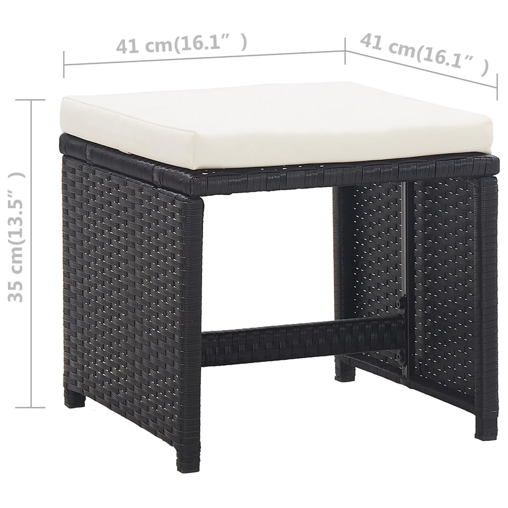 vidaXL 9-cz. zestaw mebli ogrodowych z poduszkami, rattan PE, czarny